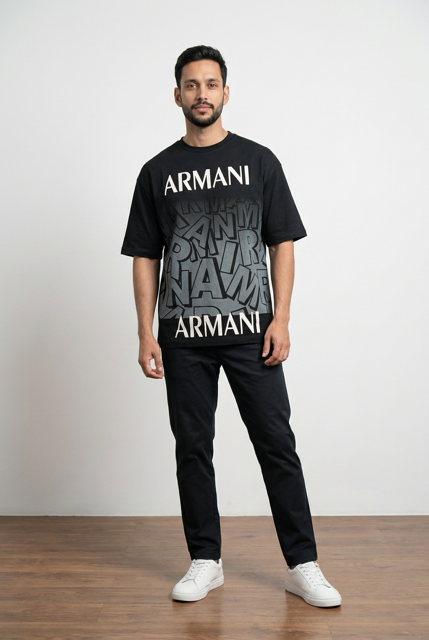 Men's Cotton T-Shirt – Black Graphic