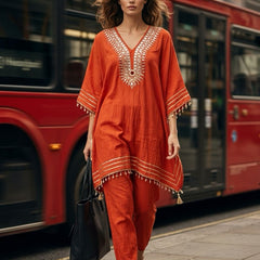 Orange Kaftan Set (Free Size)