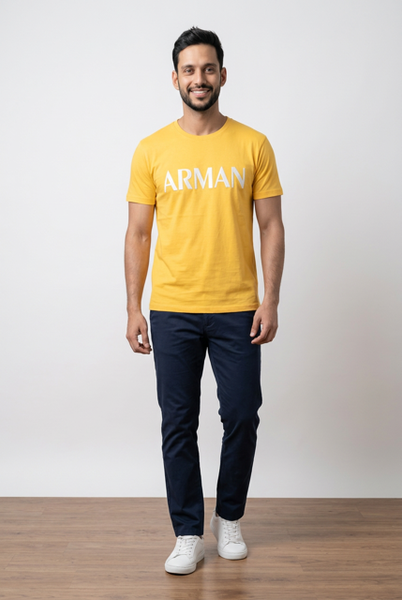 Men's Cotton T-Shirt – Yellow Graphic